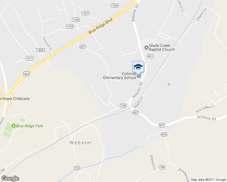 map of restaurants, bars, coffee shops, grocery stores, and more near 541 Webster Heights Road in Roanoke