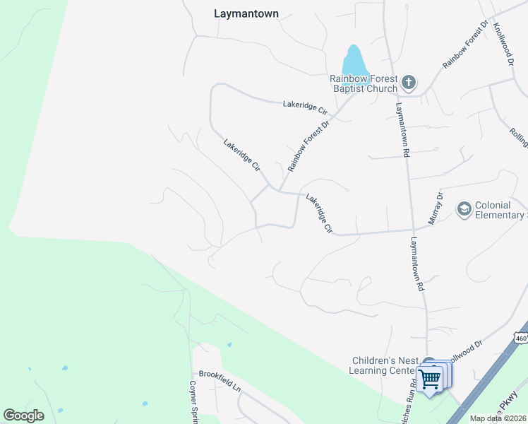 map of restaurants, bars, coffee shops, grocery stores, and more near 43 Fairfield Ln in Troutville