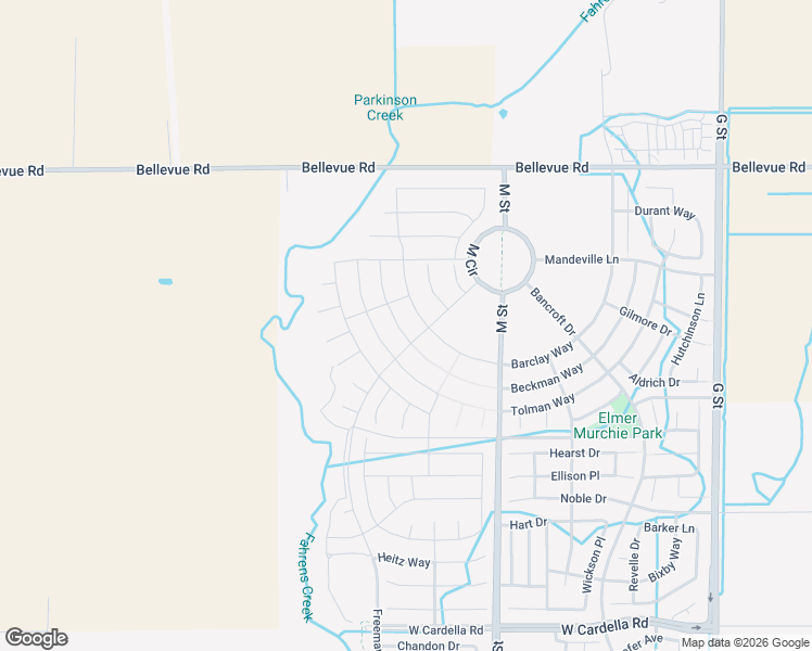 map of restaurants, bars, coffee shops, grocery stores, and more near 4639 Sami Jo Drive in Merced