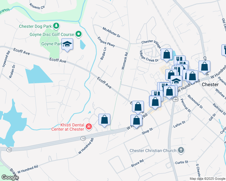 map of restaurants, bars, coffee shops, grocery stores, and more near 4809 Ecoff Avenue in Chester