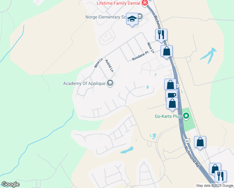 map of restaurants, bars, coffee shops, grocery stores, and more near 4717 Sanford Arms in Williamsburg