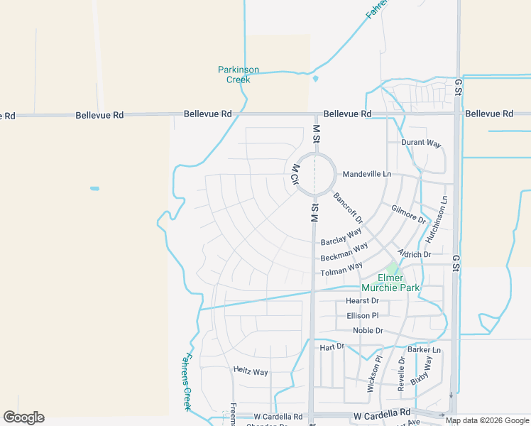 map of restaurants, bars, coffee shops, grocery stores, and more near 4649 Jema Way in Merced