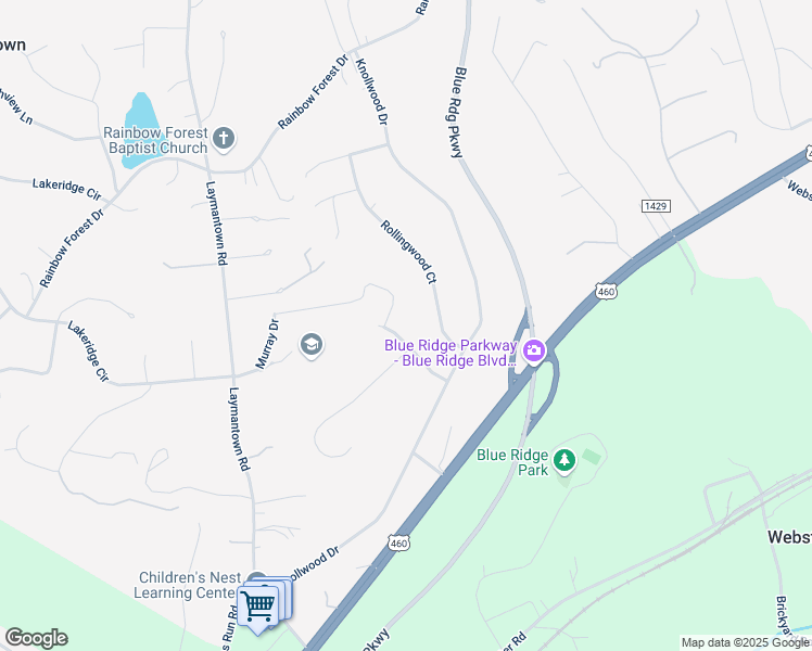 map of restaurants, bars, coffee shops, grocery stores, and more near 168 Heather Lane in Troutville