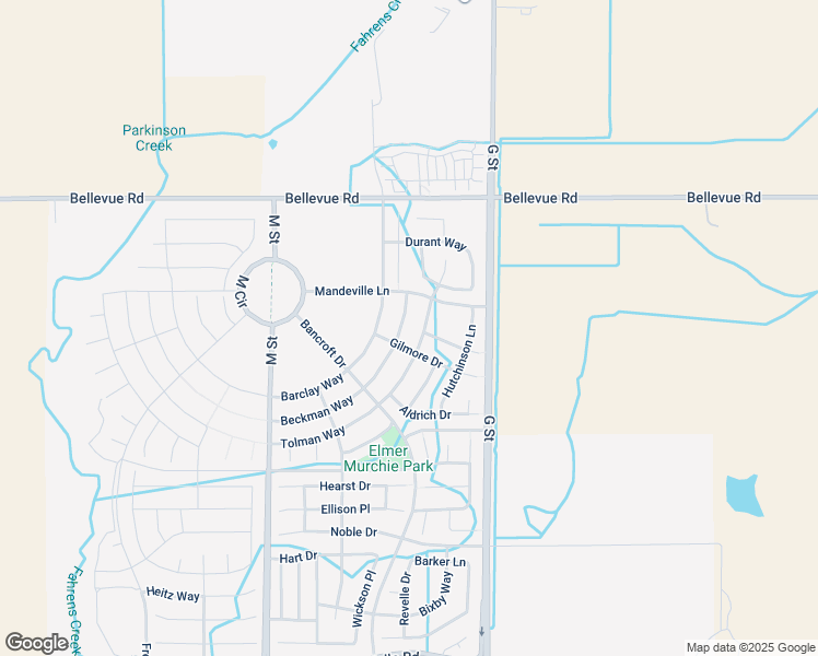 map of restaurants, bars, coffee shops, grocery stores, and more near 4736 Beckman Way in Merced