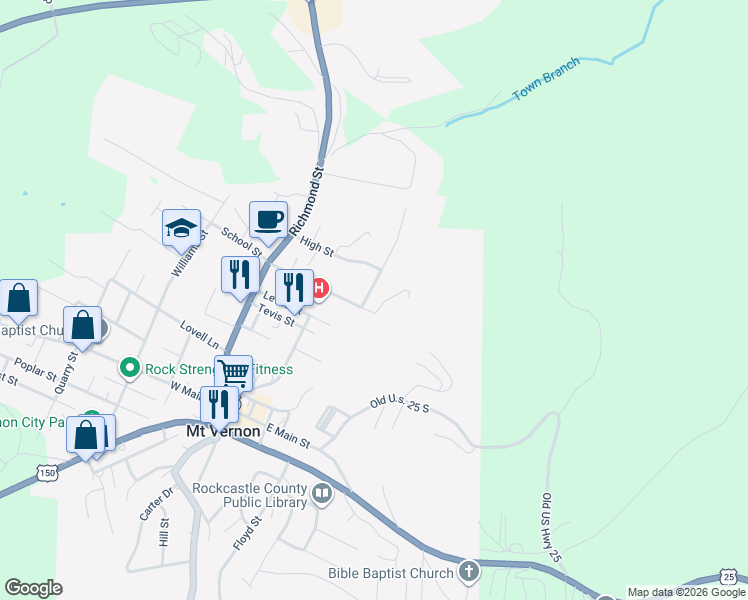 map of restaurants, bars, coffee shops, grocery stores, and more near 40 Perciful Street in Mount Vernon