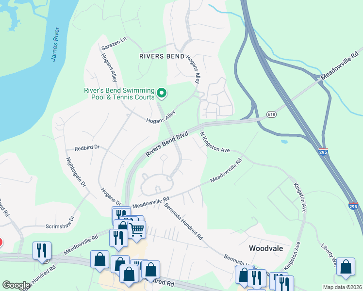 map of restaurants, bars, coffee shops, grocery stores, and more near 12613 Greenside Drive in Chester