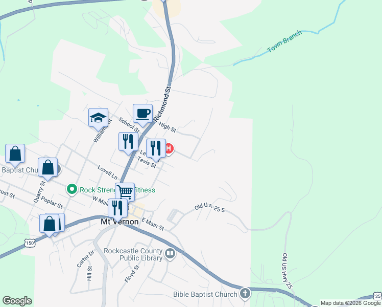 map of restaurants, bars, coffee shops, grocery stores, and more near 40 Perciful Street in Mount Vernon