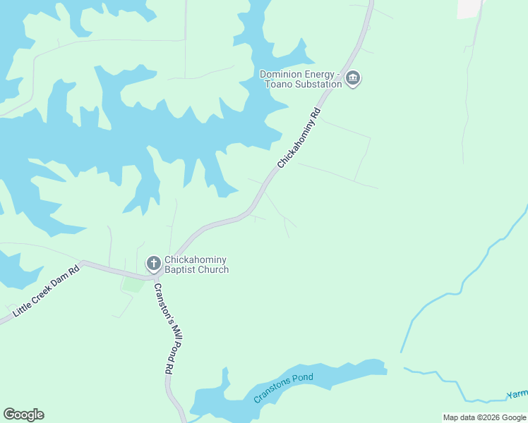 map of restaurants, bars, coffee shops, grocery stores, and more near 3065 Chickahominy Road in Toano