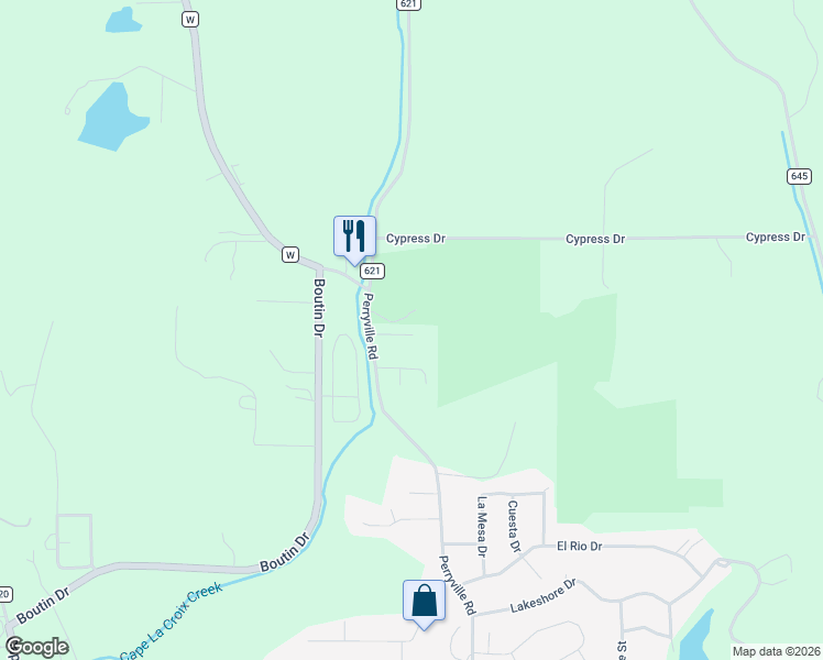 map of restaurants, bars, coffee shops, grocery stores, and more near 3412 Perryville Road in Cape Girardeau