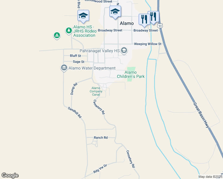 map of restaurants, bars, coffee shops, grocery stores, and more near 430 Paradise Road in Alamo