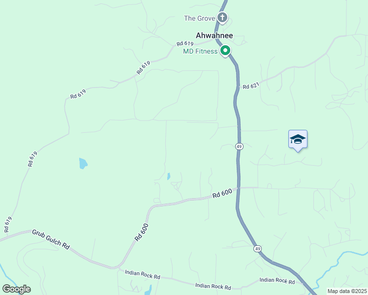 map of restaurants, bars, coffee shops, grocery stores, and more near Woodward Way in Ahwahnee