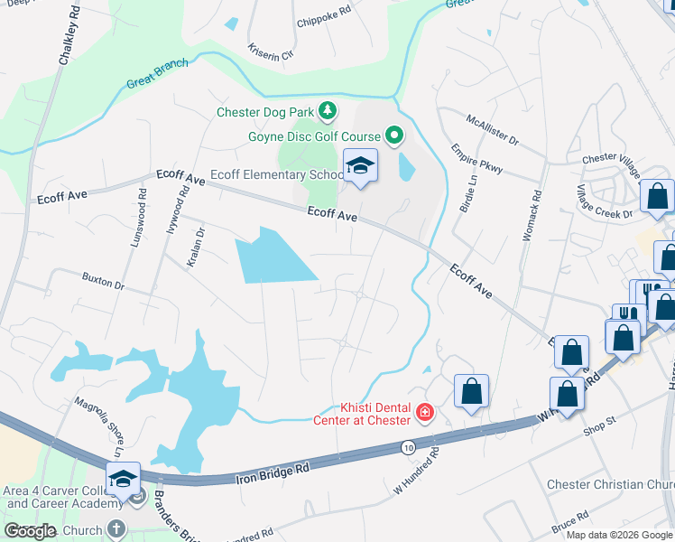 map of restaurants, bars, coffee shops, grocery stores, and more near 5211 Ecoff Avenue in Chester