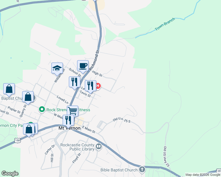 map of restaurants, bars, coffee shops, grocery stores, and more near 40 Perciful Street in Mount Vernon