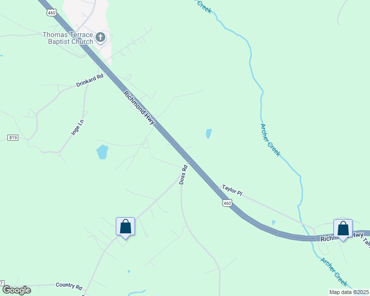 map of restaurants, bars, coffee shops, grocery stores, and more near 11254 Richmond Highway in Lynchburg