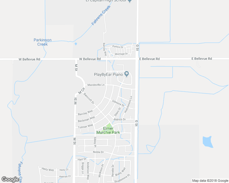 map of restaurants, bars, coffee shops, grocery stores, and more near 4766 Beckman Way in Merced