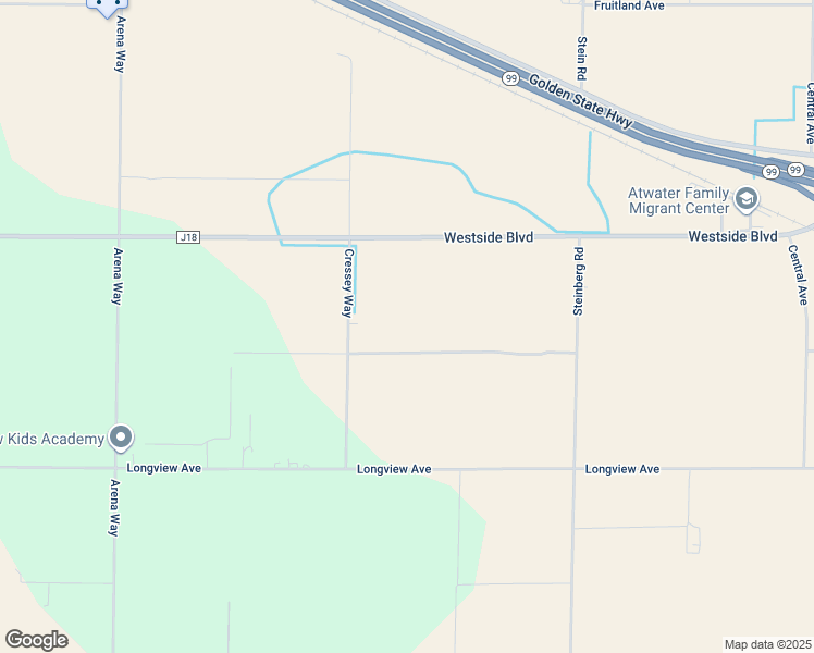 map of restaurants, bars, coffee shops, grocery stores, and more near 4850 Cressey Way in Atwater