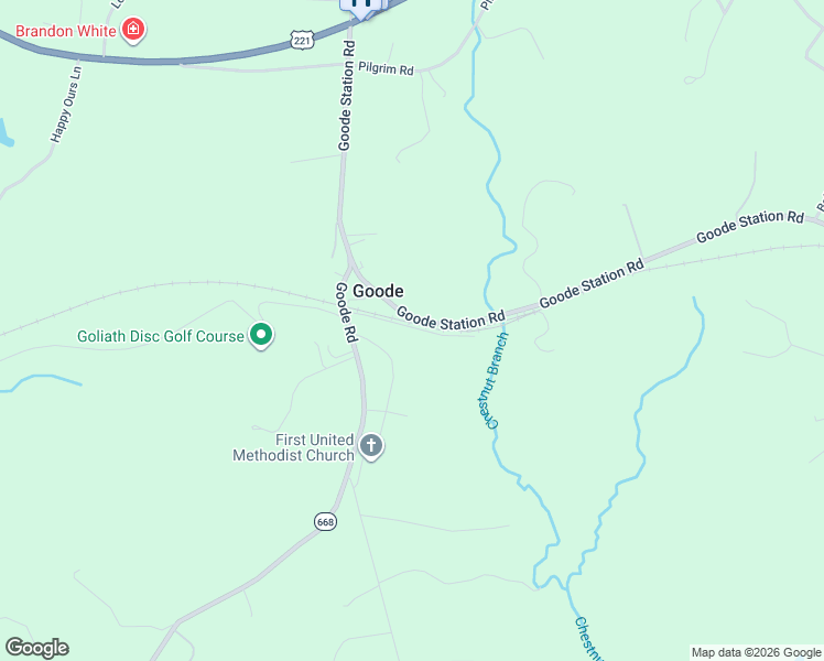 map of restaurants, bars, coffee shops, grocery stores, and more near 1115 Gandy Road in Goode