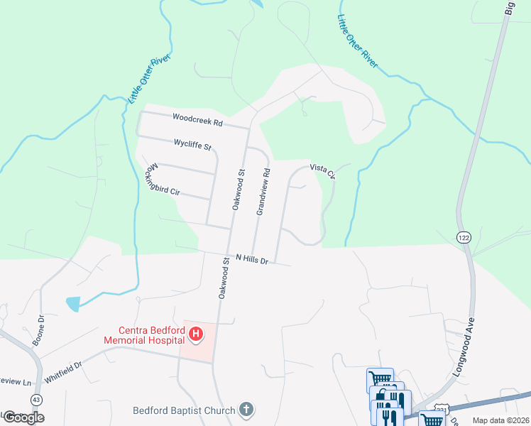 map of restaurants, bars, coffee shops, grocery stores, and more near 1702-1798 State Route 1104 in Bedford