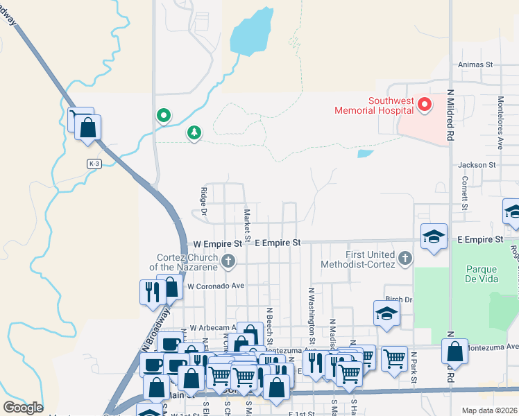 map of restaurants, bars, coffee shops, grocery stores, and more near 806 N Market St in Cortez
