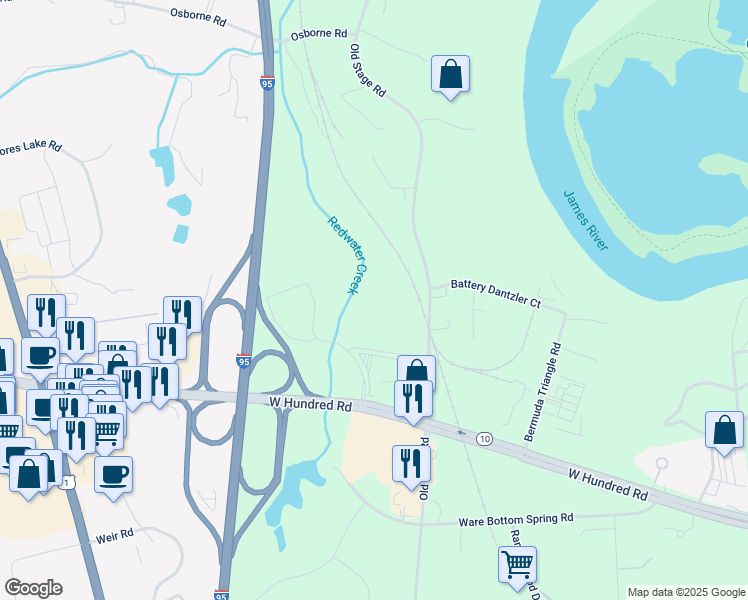 map of restaurants, bars, coffee shops, grocery stores, and more near 1936 Tolbert Terrace in Chester