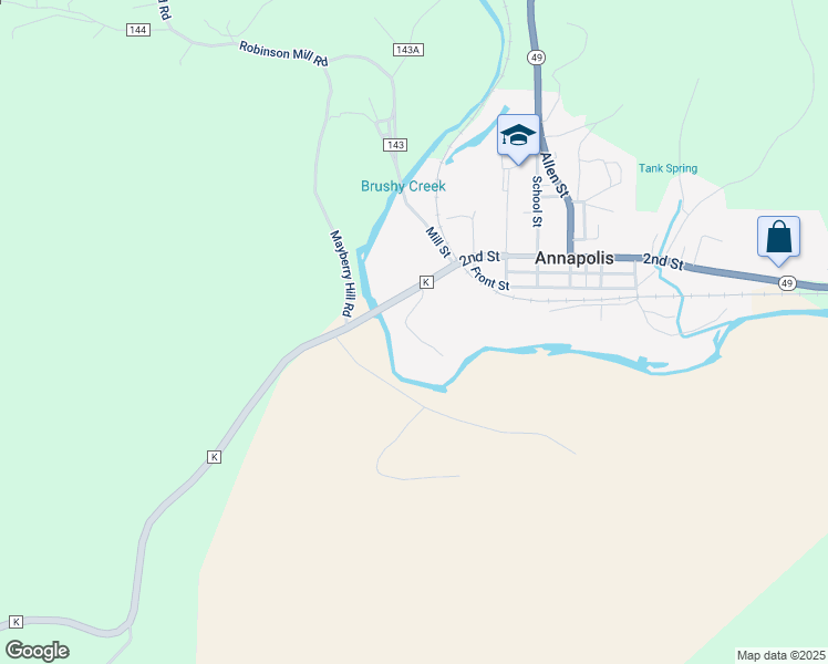 map of restaurants, bars, coffee shops, grocery stores, and more near K Street in Annapolis