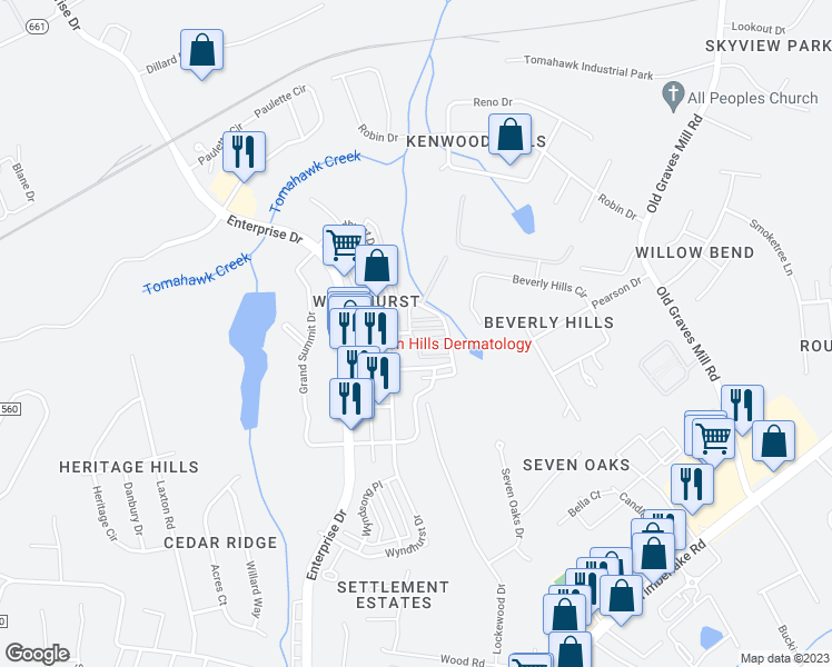 map of restaurants, bars, coffee shops, grocery stores, and more near 129 Blenheim Drive in Lynchburg