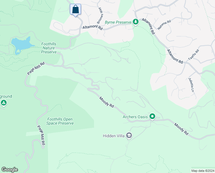 map of restaurants, bars, coffee shops, grocery stores, and more near 27640 Sherlock Road in Los Altos Hills