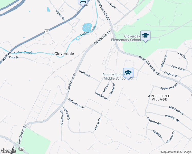 map of restaurants, bars, coffee shops, grocery stores, and more near 185 Cook Avenue in Roanoke