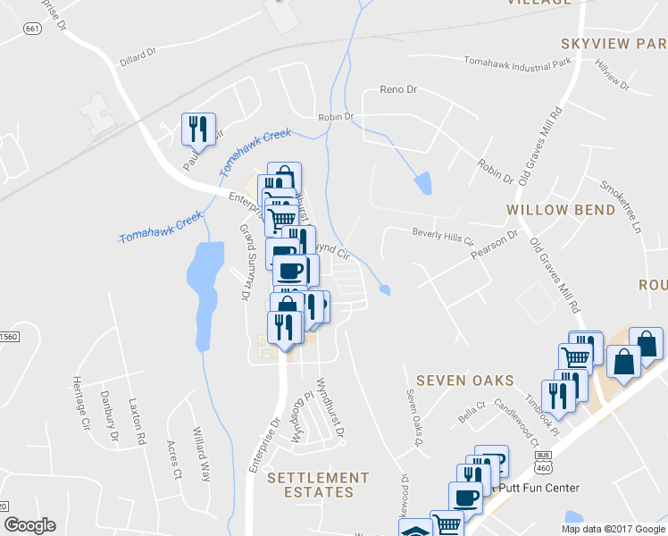 map of restaurants, bars, coffee shops, grocery stores, and more near 130 Blenheim Drive in Lynchburg
