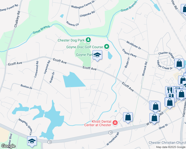 map of restaurants, bars, coffee shops, grocery stores, and more near 5211 Ecoff Avenue in Chester