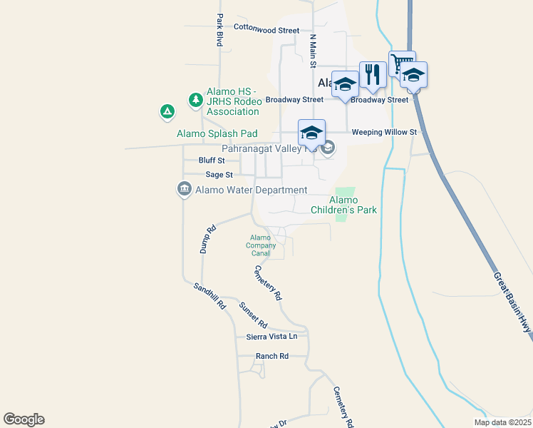 map of restaurants, bars, coffee shops, grocery stores, and more near 491 Theresa Lane in Alamo