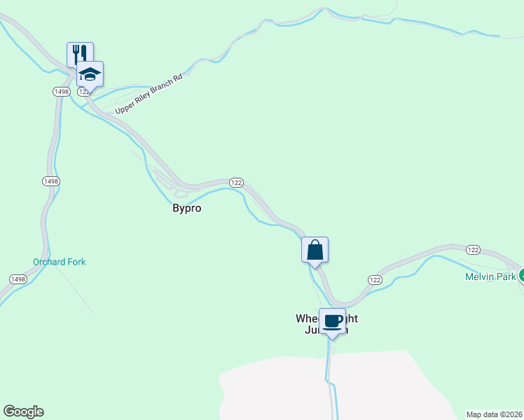 map of restaurants, bars, coffee shops, grocery stores, and more near Upper Burton in Floyd County