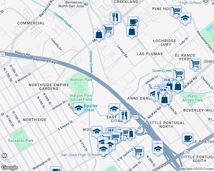 map of restaurants, bars, coffee shops, grocery stores, and more near in Napa