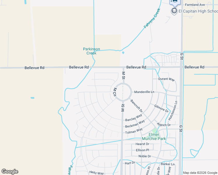 map of restaurants, bars, coffee shops, grocery stores, and more near 608 Skyler Lane in Merced