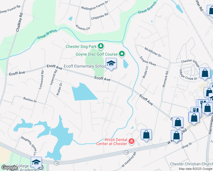 map of restaurants, bars, coffee shops, grocery stores, and more near 5211 Ecoff Avenue in Chester