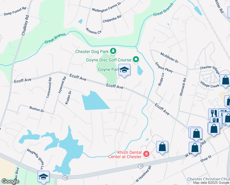 map of restaurants, bars, coffee shops, grocery stores, and more near 5211 Ecoff Avenue in Chester