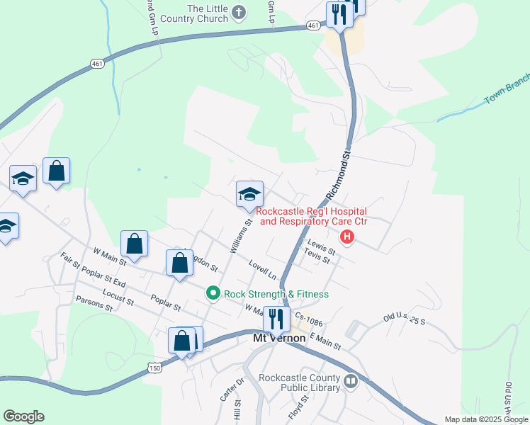 map of restaurants, bars, coffee shops, grocery stores, and more near 530 Williams Street in Mount Vernon
