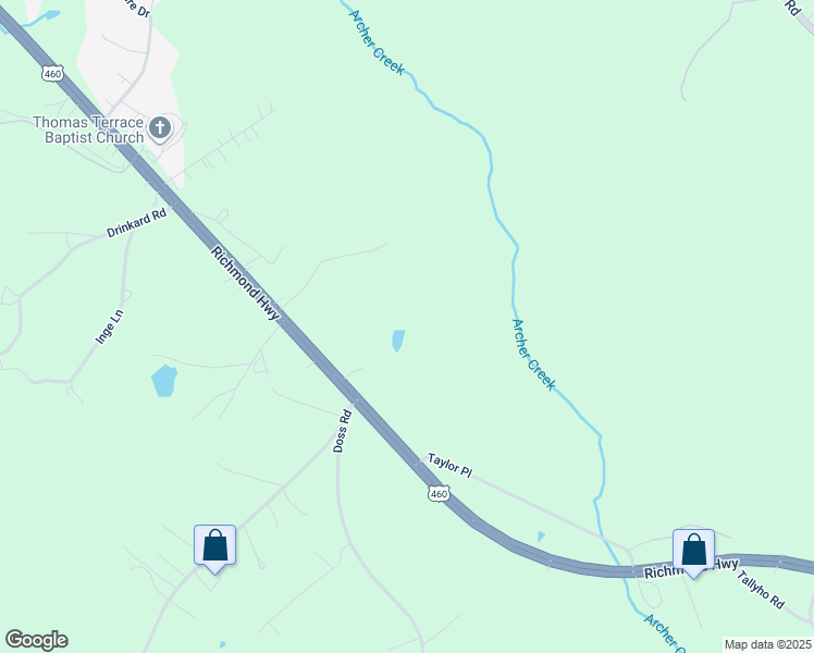 map of restaurants, bars, coffee shops, grocery stores, and more near 11254 Richmond Highway in Lynchburg