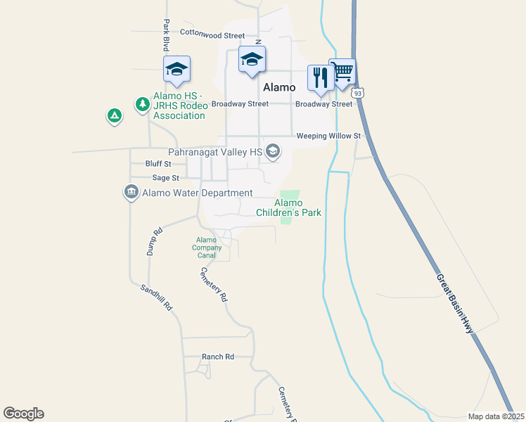 map of restaurants, bars, coffee shops, grocery stores, and more near 315 Theresa Lane in Alamo