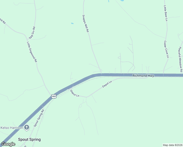 map of restaurants, bars, coffee shops, grocery stores, and more near 129 Snapps Mill Road in Spout Spring