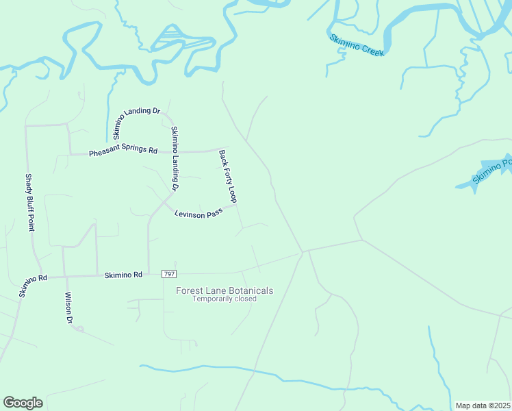 map of restaurants, bars, coffee shops, grocery stores, and more near 202 Back Forty Loop in Williamsburg