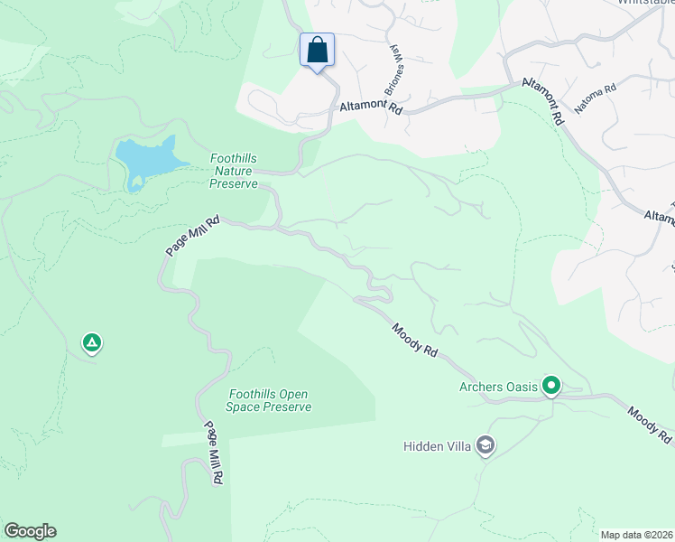 map of restaurants, bars, coffee shops, grocery stores, and more near 27586 Moody Road in Los Altos Hills
