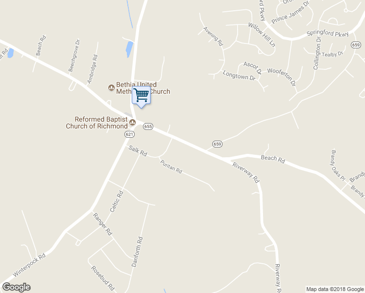 map of restaurants, bars, coffee shops, grocery stores, and more near 14241 Beach Road in Chesterfield