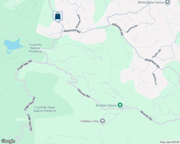 map of restaurants, bars, coffee shops, grocery stores, and more near 27640 Sherlock Court in Los Altos Hills