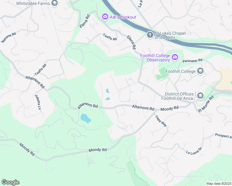 map of restaurants, bars, coffee shops, grocery stores, and more near 25850 Vinedo Lane in Los Altos Hills