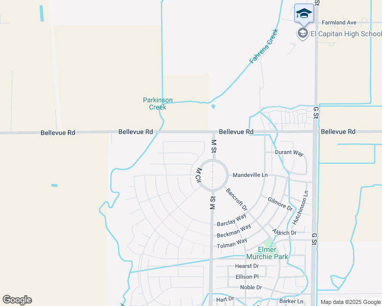 map of restaurants, bars, coffee shops, grocery stores, and more near 607 Marshall Lane in Merced