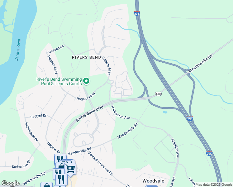 map of restaurants, bars, coffee shops, grocery stores, and more near 12601 Prestonfield Drive in Chester