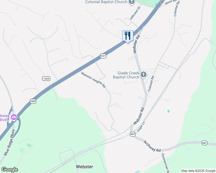 map of restaurants, bars, coffee shops, grocery stores, and more near 312-428 Webster Heights Road in Roanoke