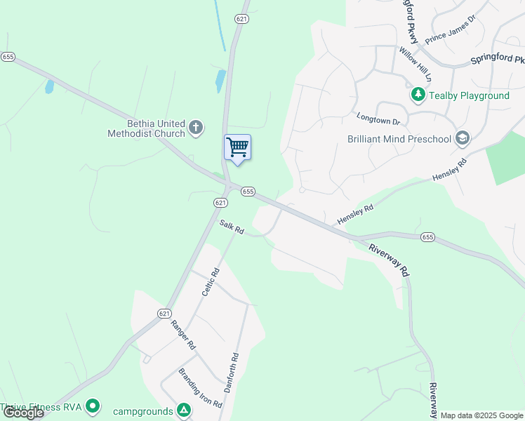 map of restaurants, bars, coffee shops, grocery stores, and more near 14300 Beach Road in Chesterfield