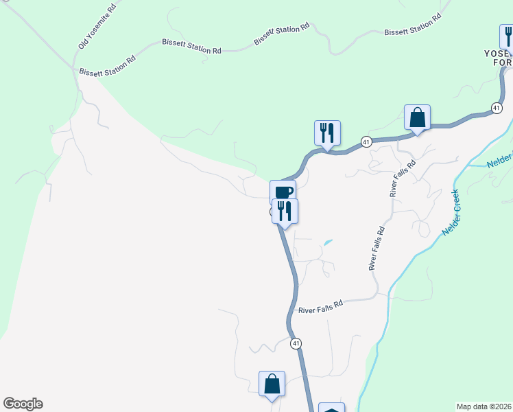 map of restaurants, bars, coffee shops, grocery stores, and more near 42030 Empty Creek Road in Oakhurst